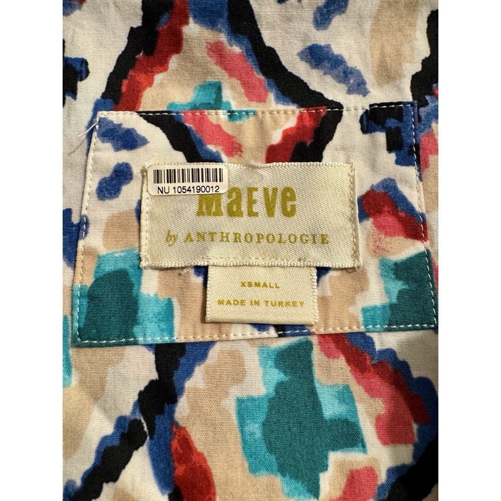 Anthropologie Maeve Bettina Shirt Dress XS Geometric Patterned Trippy Slimming - Picture 9 of 11